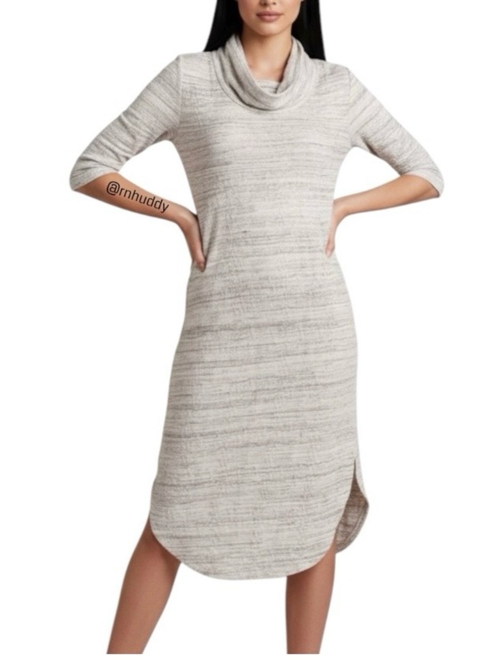 Anthropologie Saturday Sunday Heathered Gray Cowl-Neck Midi Dress